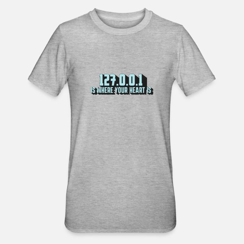 Heart is 127.0.0.1 – Programmer's Pride - Unisex Polycotton T-Shirt - heather grey
