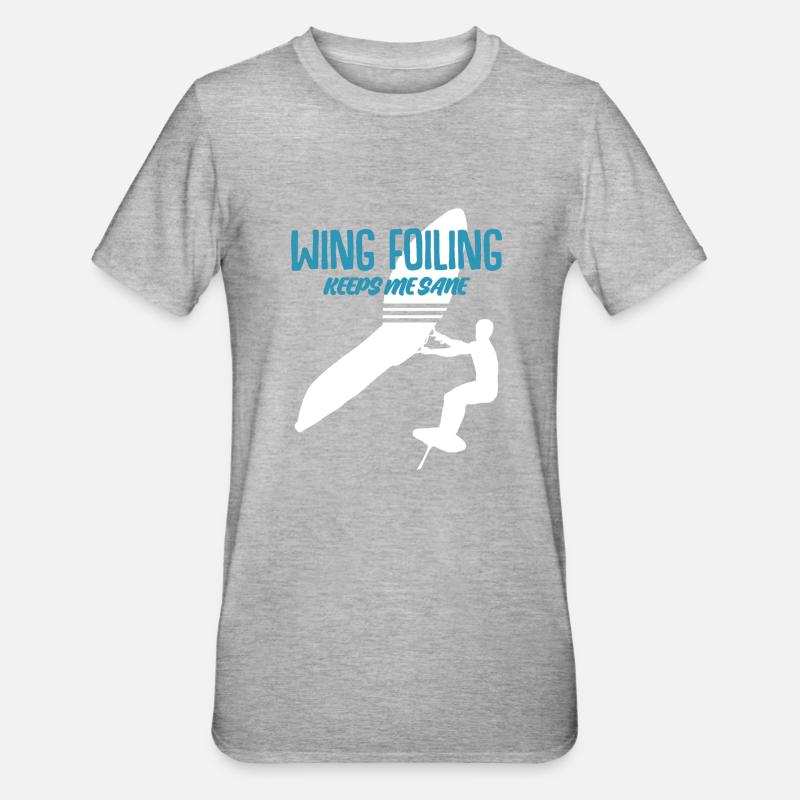 Wing Foil Aile Surf Aile - T-shirt polycoton Unisexe - gris chiné
