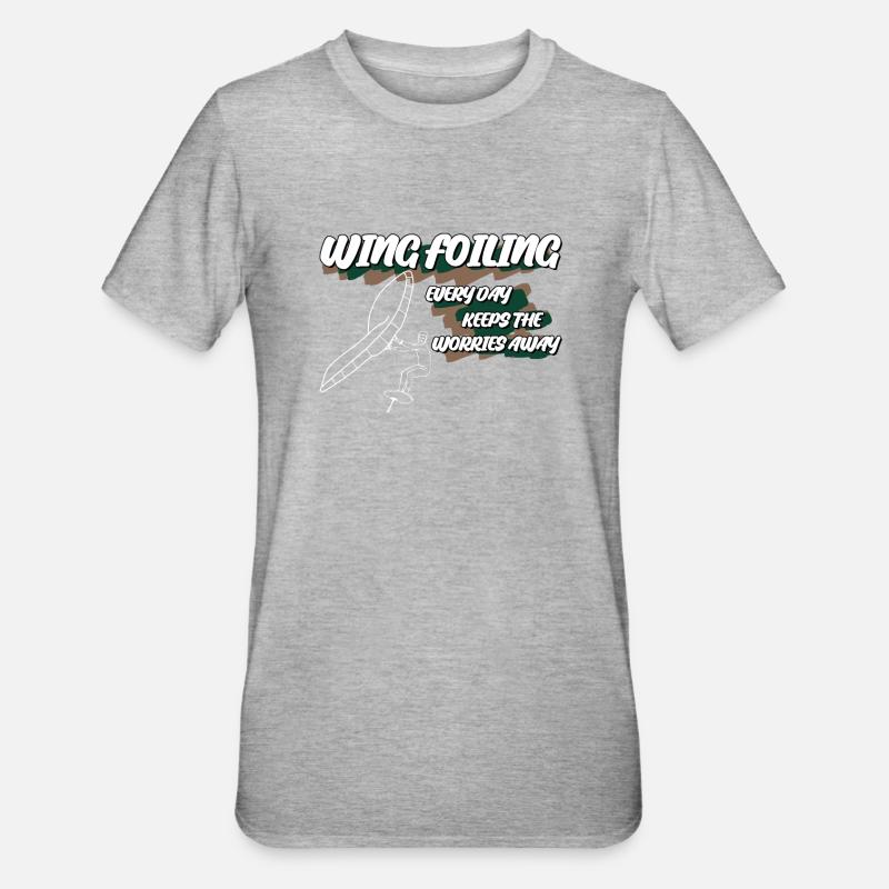 Wingsurf, Wing Foil, Winging - T-shirt polycoton Unisexe - gris chiné