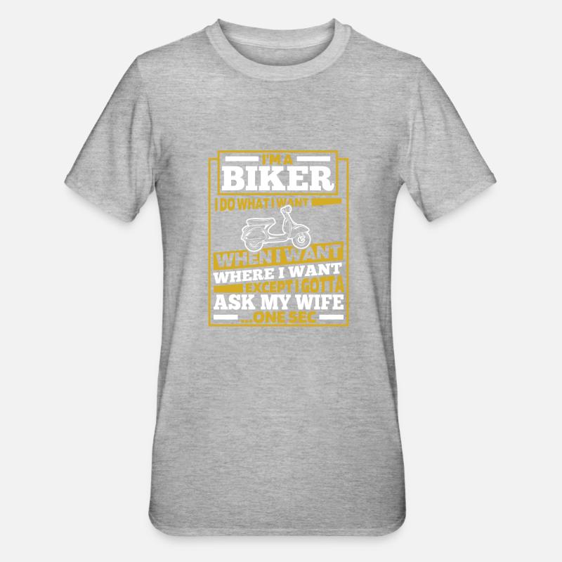 Motorroller - Unisex Polycotton T-Shirt - Grau meliert