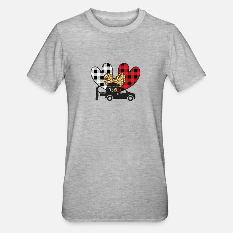 Minicamper Herzen Camping-Camper Microcamper - Unisex Polycotton T-Shirt - Grau meliert
