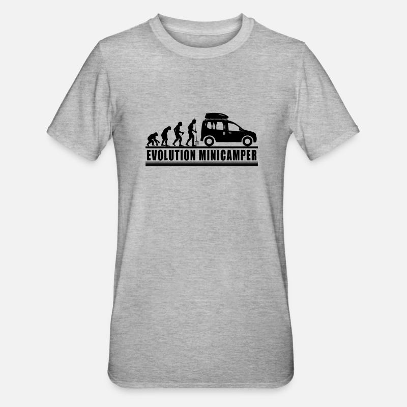 Evolution Minicamper Camping-Camping-Camping - T-shirt polycoton Unisexe - gris chiné