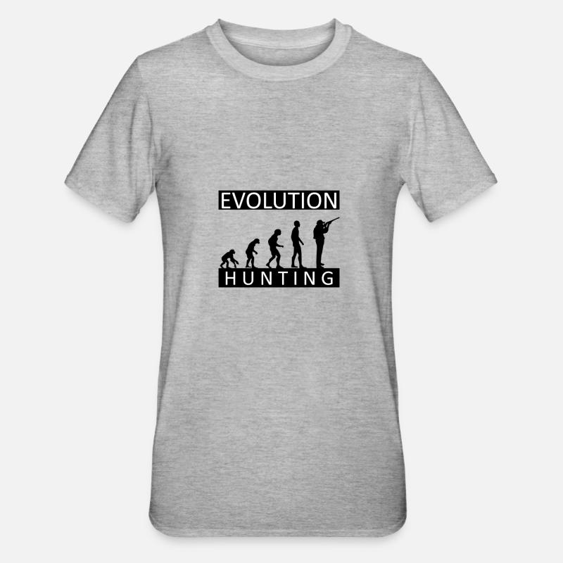 Evolution Hunting Hunting Hunter Hobby - Unisex Polycotton T-Shirt - heather grey