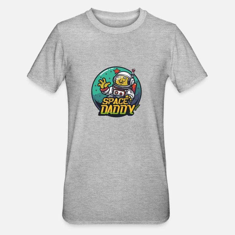 Space Daddy Sci-Fi Astronaut - Unisex Polycotton T-Shirt - Grau meliert