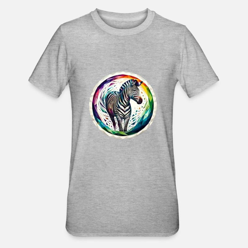Zebra in polygon illustration - Unisex Polycotton T-Shirt - heather grey