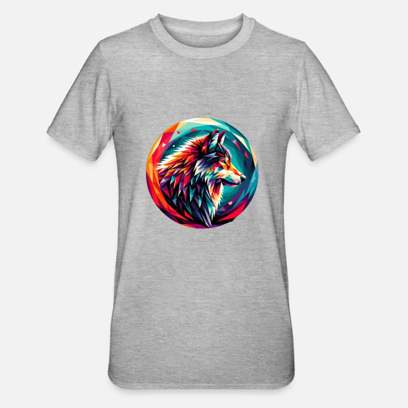 Loup dans la représentation polygonale - T-shirt polycoton Unisexe - gris chiné