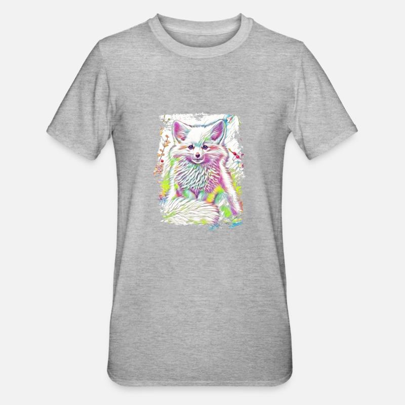 Cute arctic fox gift - Unisex Polycotton T-Shirt - heather grey