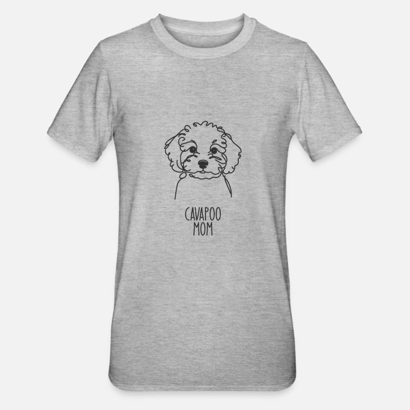 Maman au trait - Cavapoo - T-shirt polycoton Unisexe - gris chiné