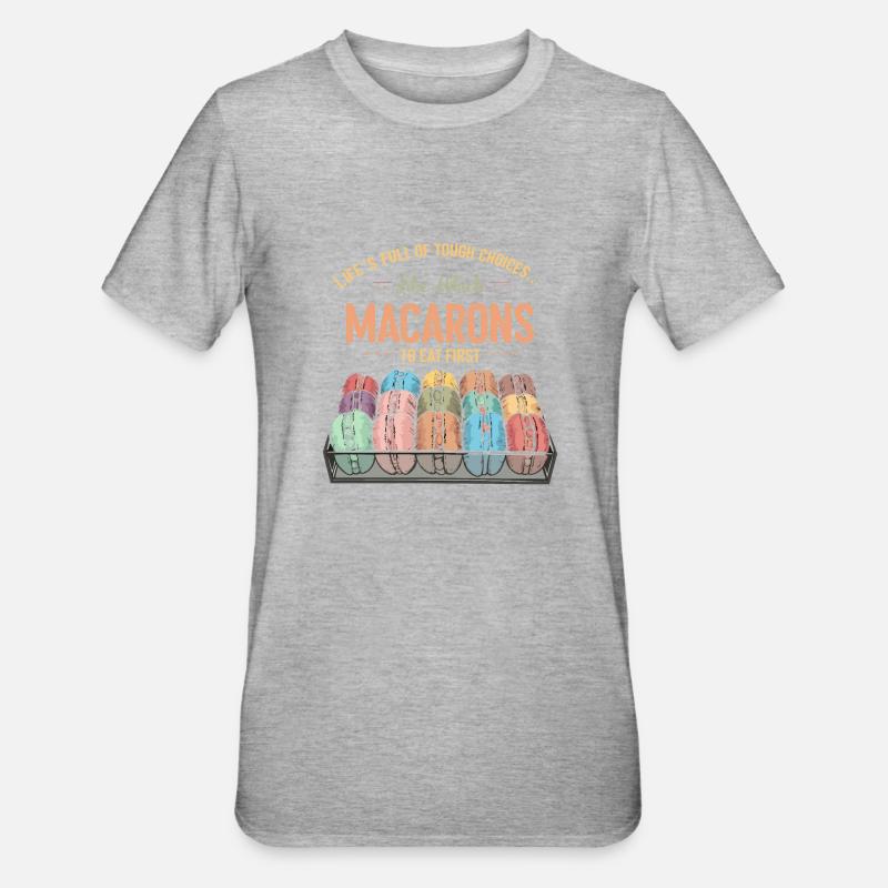 Amateurs de macarons Macarons français - T-shirt polycoton Unisexe - gris chiné