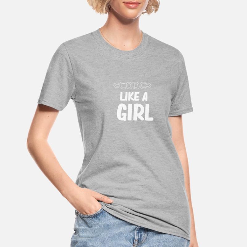 Coder comme une fille programmeuse fille ordinateur T-shirt polycoton Unisexe