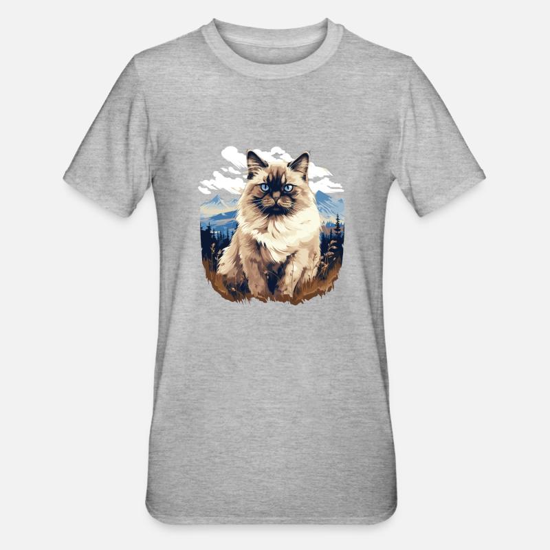 Birman Cat Birma Katze - Unisex Polycotton T-Shirt - heather grey