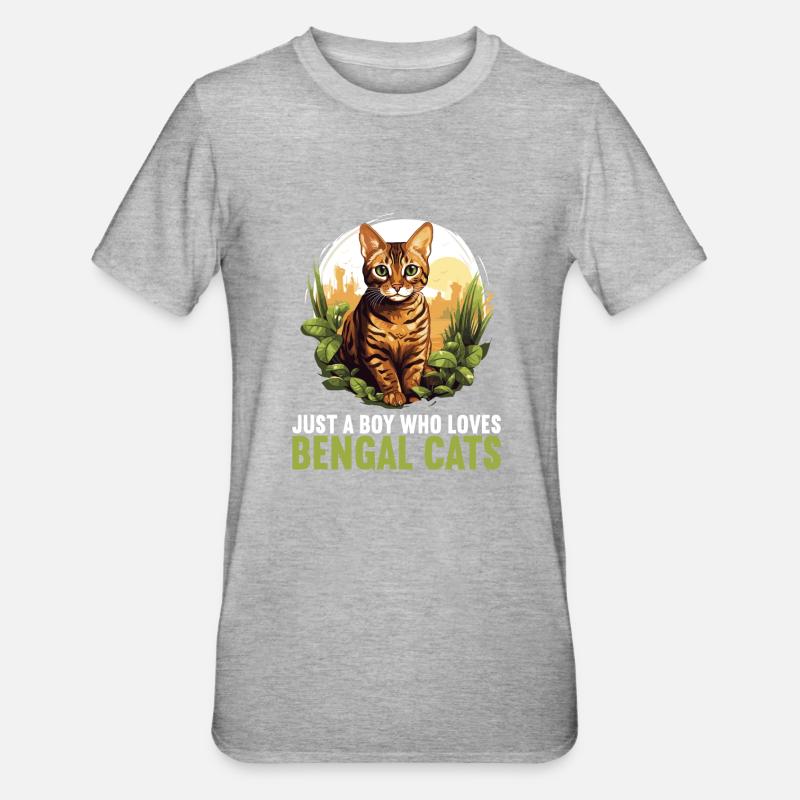 Chat du Bengale Bengalkatze - T-shirt polycoton Unisexe - gris chiné