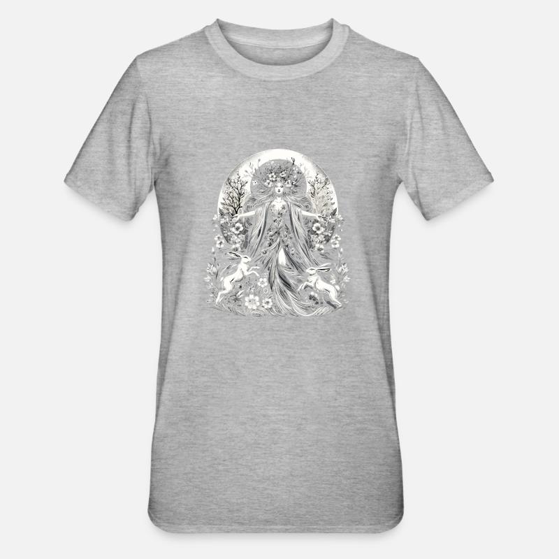 Ostara Eostre équinoxe sorcière déesse païenne rituels - T-shirt polycoton Unisexe - gris chiné
