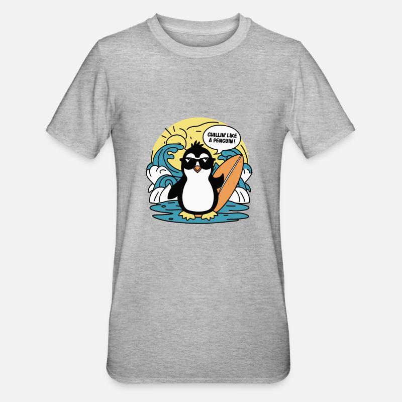 CHILLIN' COMME UN PINGOUIN - T-shirt polycoton Unisexe - gris chiné