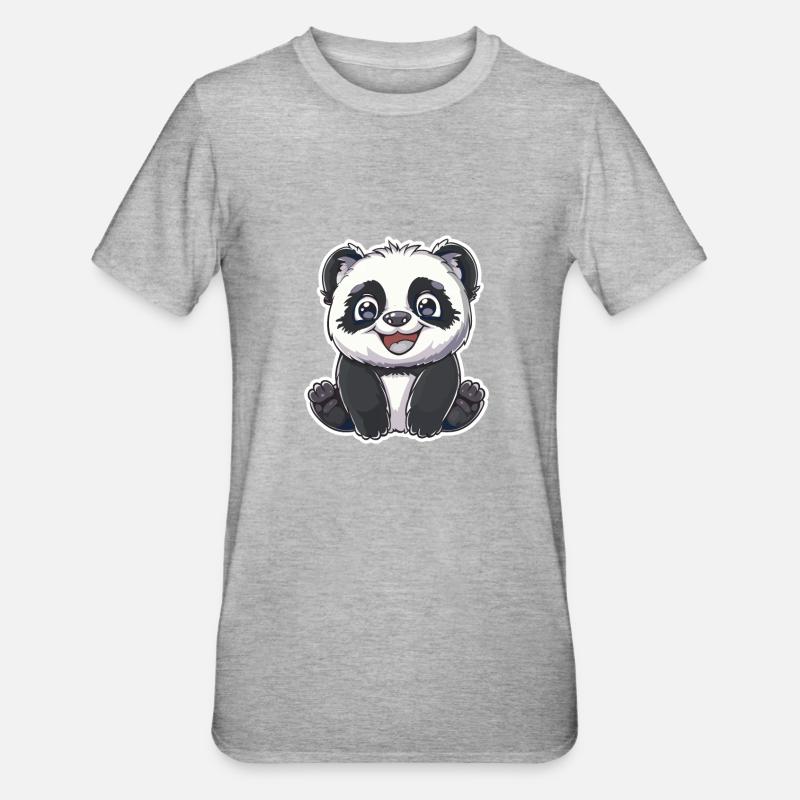Exubérant Panda Buddy Sticker - T-shirt polycoton Unisexe - gris chiné