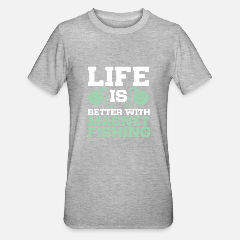Magnetfischen - Unisex Polycotton T-Shirt - Grau meliert