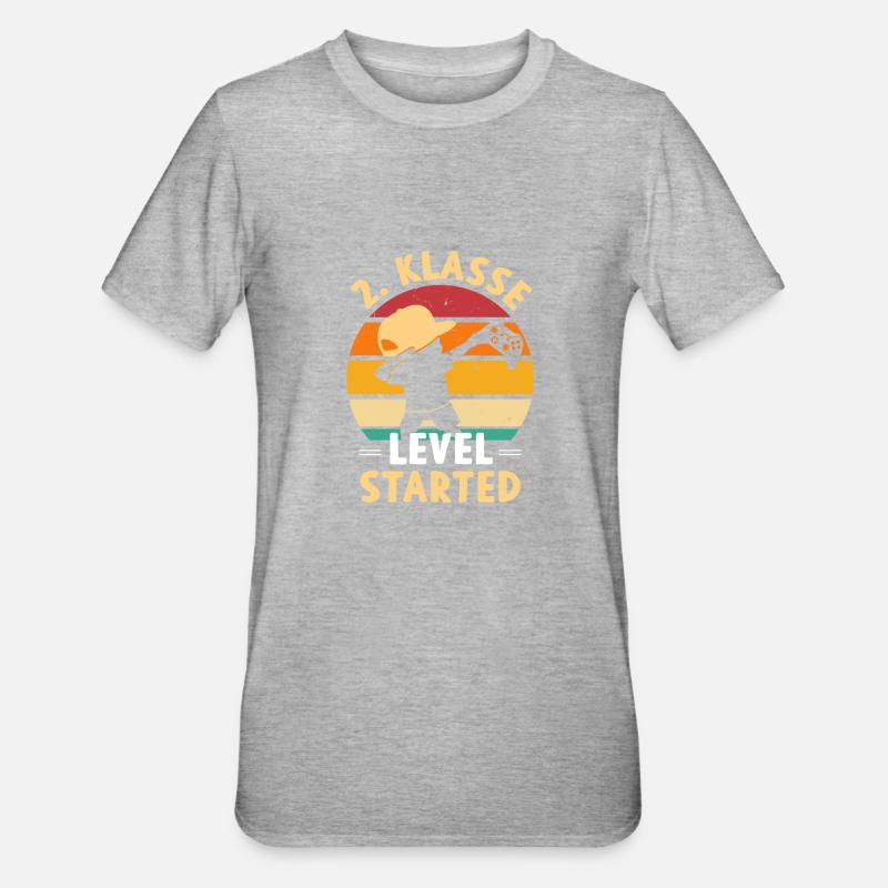 2.Klasse Level Started - Unisex Polycotton T-Shirt - Grau meliert