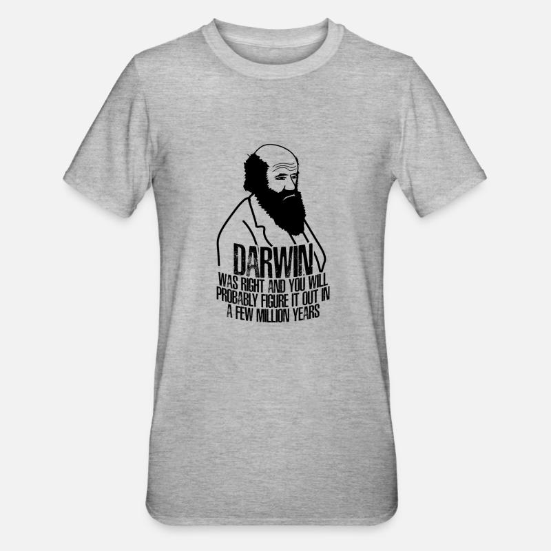 Prix Grumpy Darwin Misanthrope - T-shirt polycoton Unisexe - gris chiné