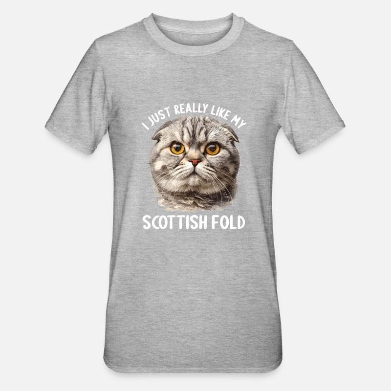 Scottish Fold Kätzchen Scottish Fold Katze - Unisex Polycotton T-Shirt - Grau meliert