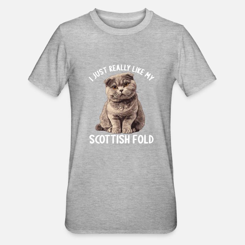 Scottish Fold Kätzchen Scottish Fold Katze - Unisex Polycotton T-Shirt - Grau meliert