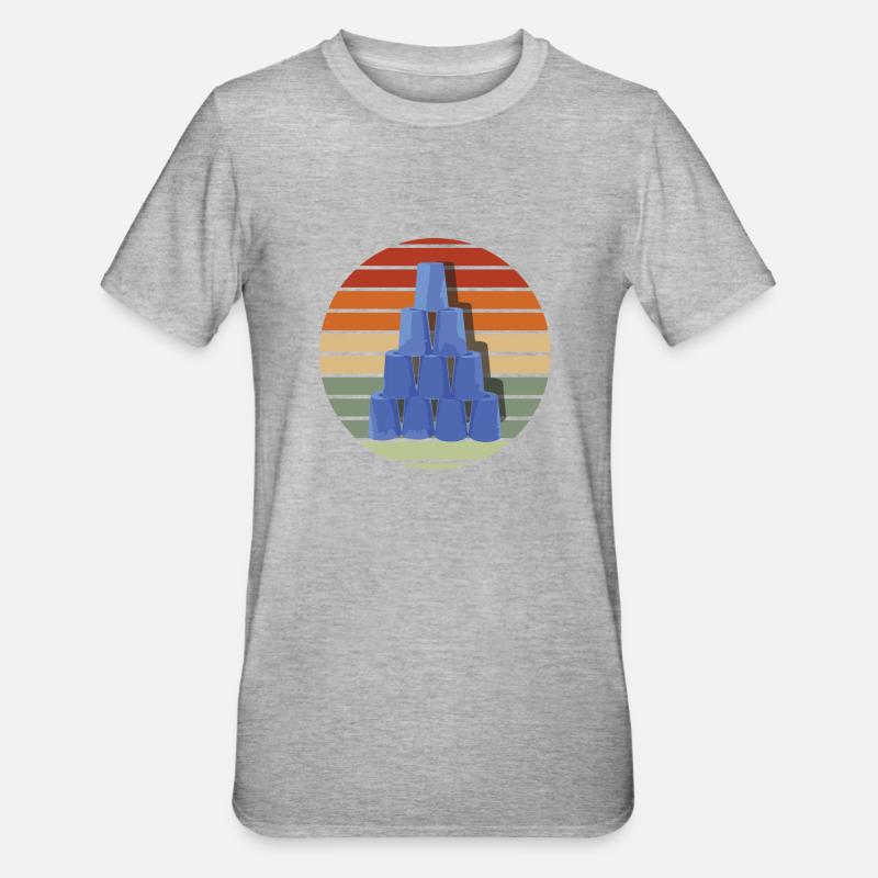 Stapeln Von Bechern Speed Stacker - Unisex Polycotton T-Shirt - Grau meliert