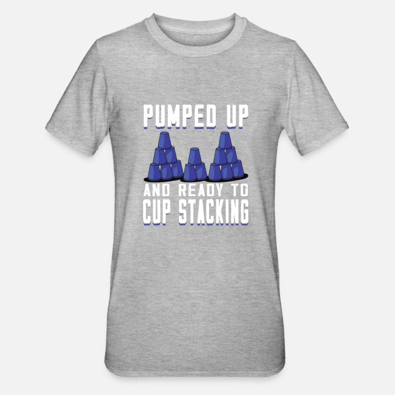 Stapeln Von Bechern Speed Stacker - Unisex Polycotton T-Shirt - Grau meliert