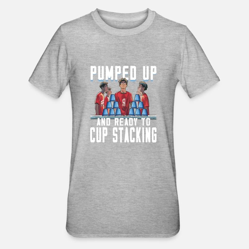 Stapeln Von Bechern Speed Stacker - Unisex Polycotton T-Shirt - Grau meliert
