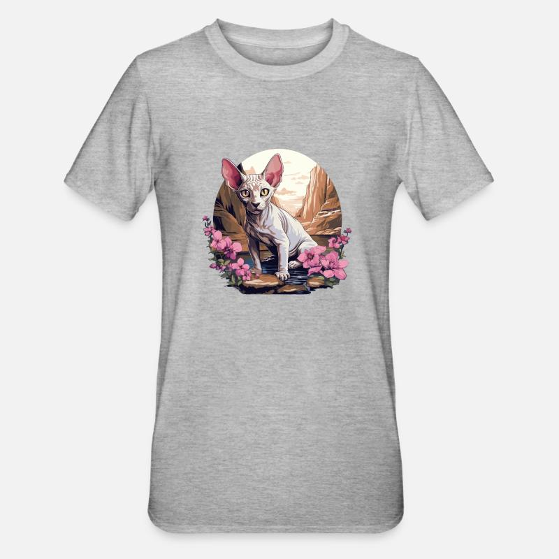 Chaton Sphynx Chat Sphynx - T-shirt polycoton Unisexe - gris chiné