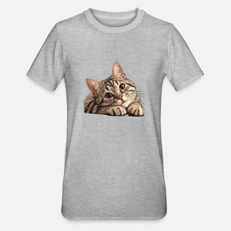 Tabby Kätzchen Tabby Katze - Unisex Polycotton T-Shirt - Grau meliert
