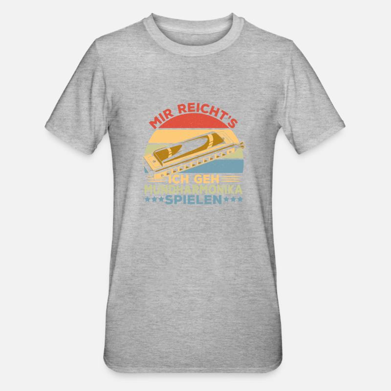 Jouer de l’harmonica cadeau - T-shirt polycoton Unisexe - gris chiné