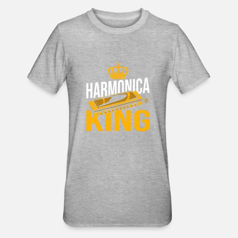Playing Harmonica Gift - Unisex Polycotton T-Shirt - heather grey
