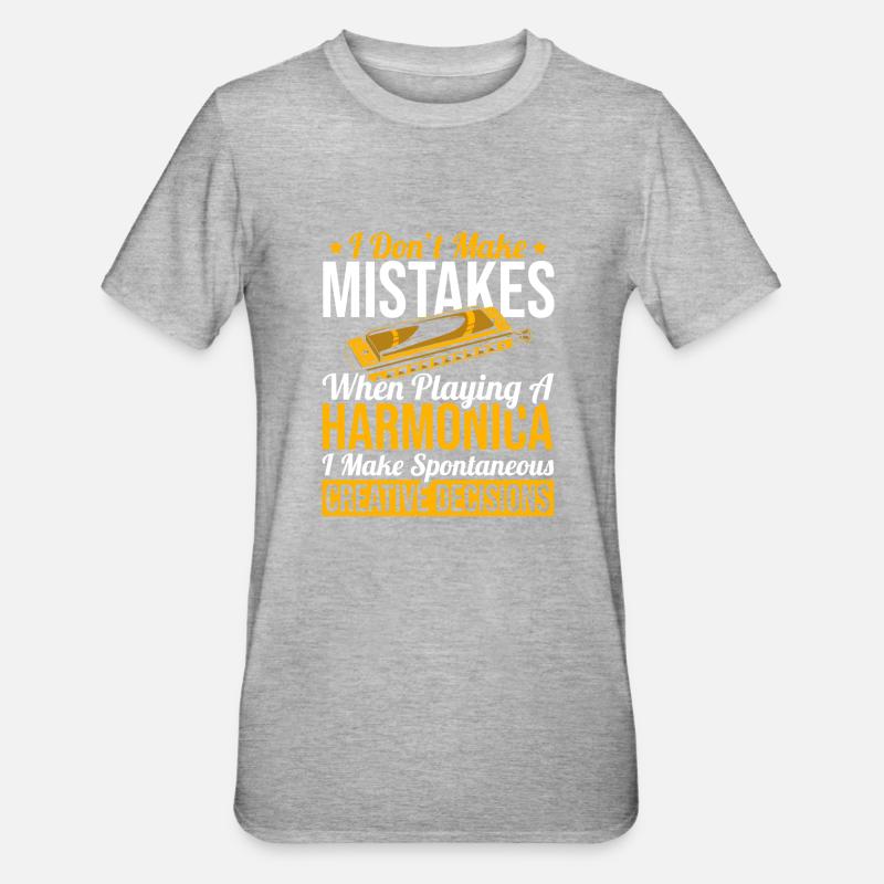 Playing Harmonica Gift - Unisex Polycotton T-Shirt - heather grey