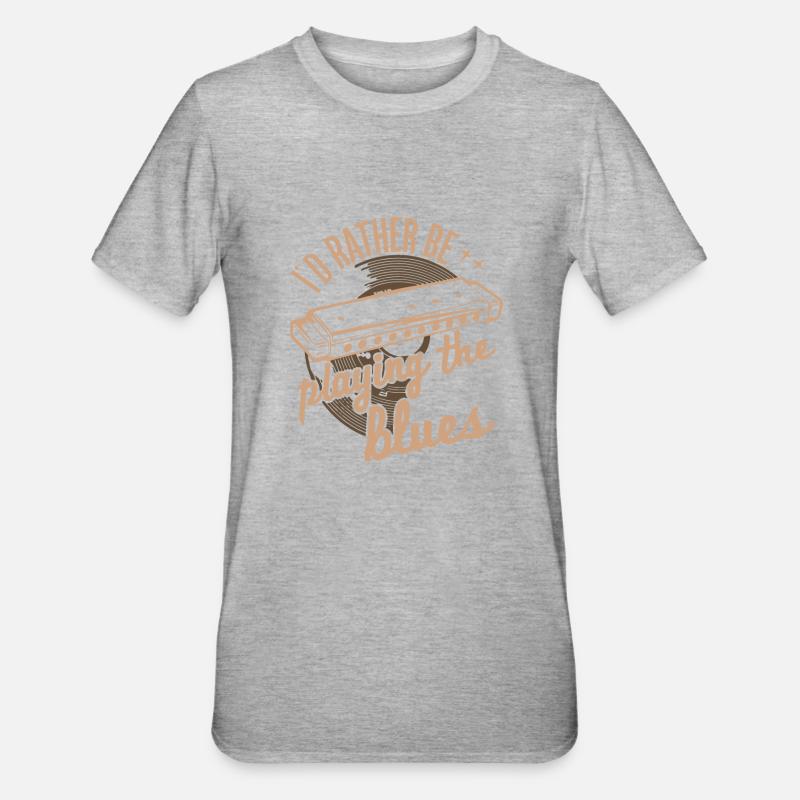 Harmonica Playing Gift - Unisex Polycotton T-Shirt - heather grey