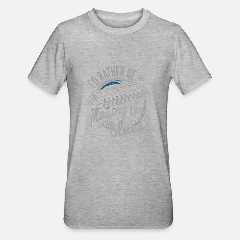 Harmonica Playing Gift - Unisex Polycotton T-Shirt - heather grey