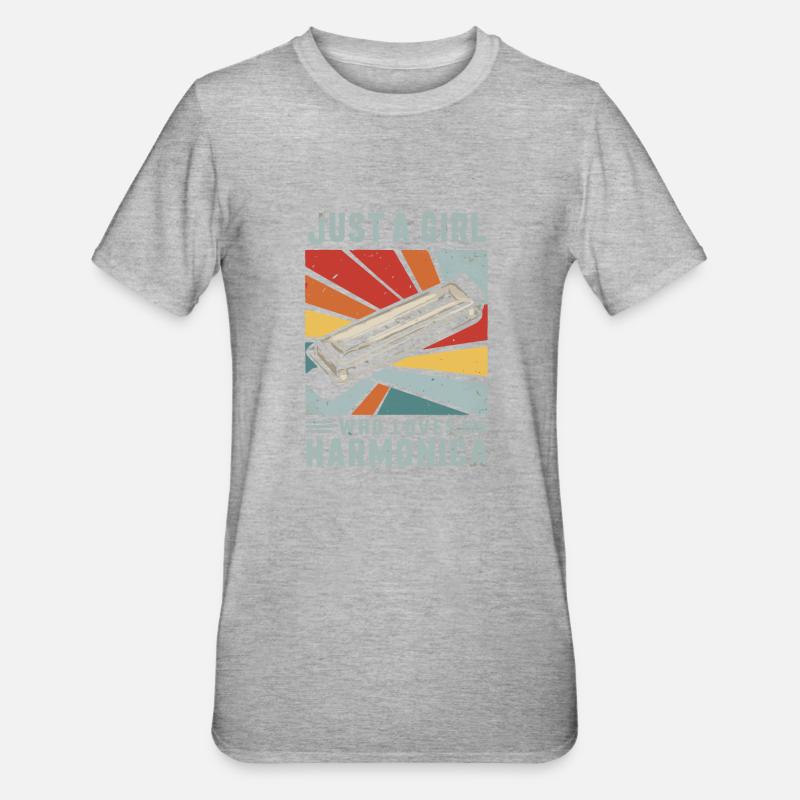 Harmonica Playing Gift - Unisex Polycotton T-Shirt - heather grey