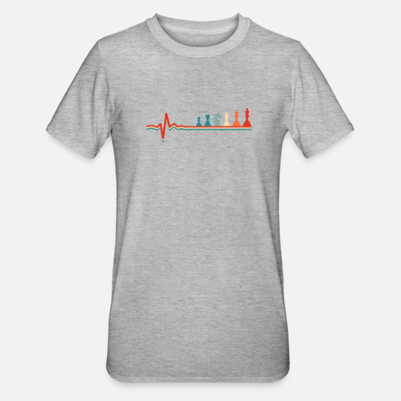 Rythme cardiaque ECG d’échecs - T-shirt polycoton Unisexe - gris chiné
