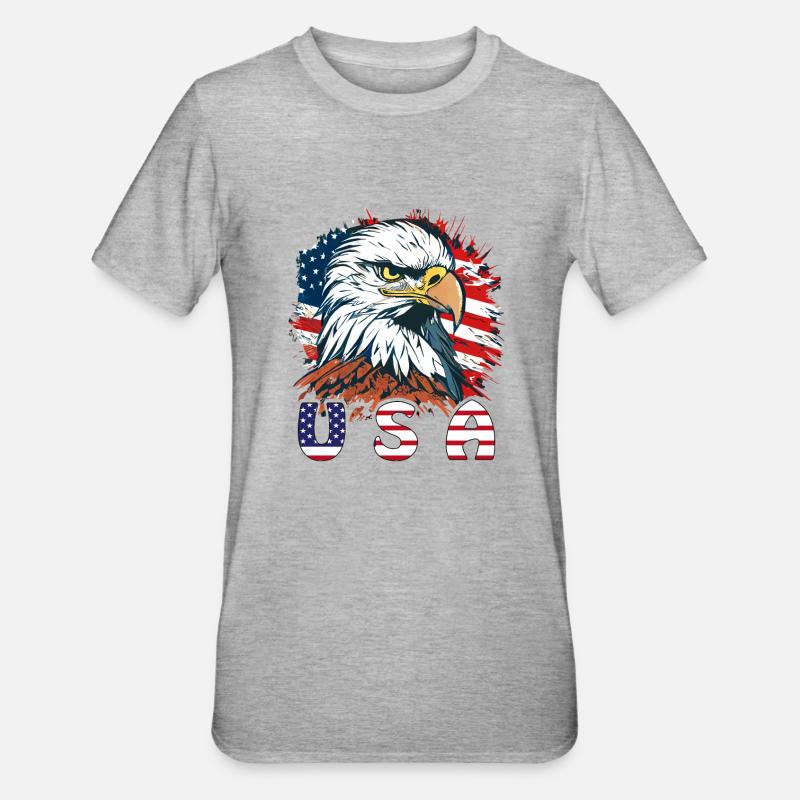 PYGARGUE À QUEUE BLANCHE USA - T-shirt polycoton Unisexe - gris chiné