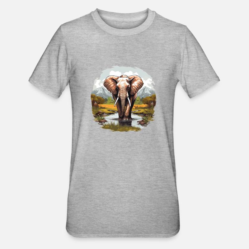 Elefanten Elefant - Unisex Polycotton T-Shirt - Grau meliert