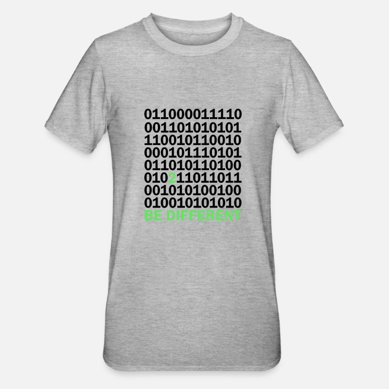 Be Different Binary Code Nerd Gift - Unisex Polycotton T-Shirt - heather grey