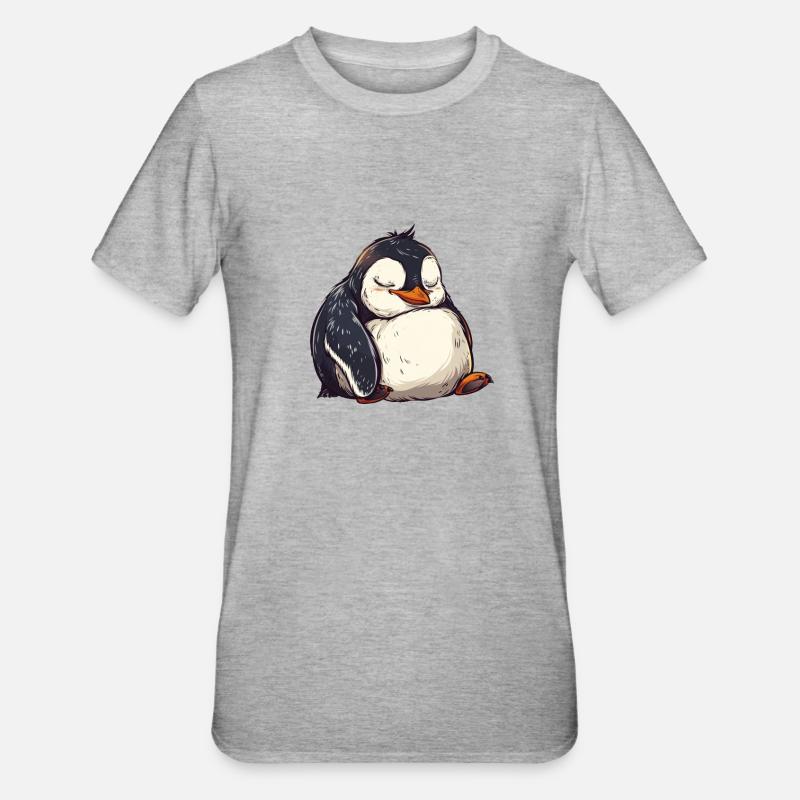 Pingouin Kawaii Pingouin mignon - T-shirt polycoton Unisexe - gris chiné