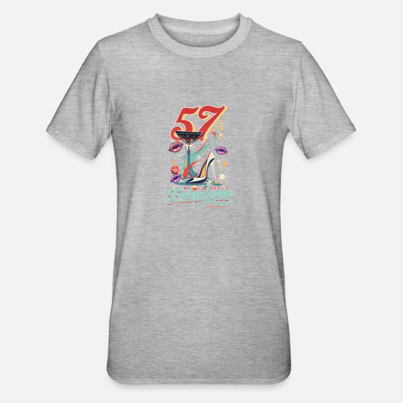 57e anniversaire 57 & Fabuleux - T-shirt polycoton Unisexe - gris chiné