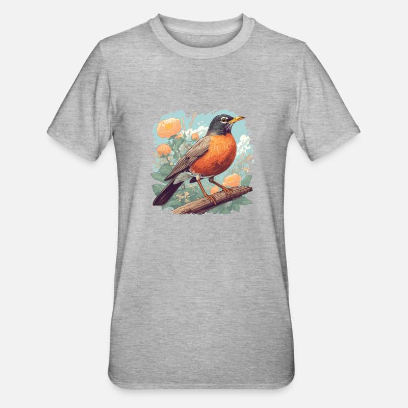 Robin Rotkehlchen - T-shirt polycoton Unisexe - gris chiné