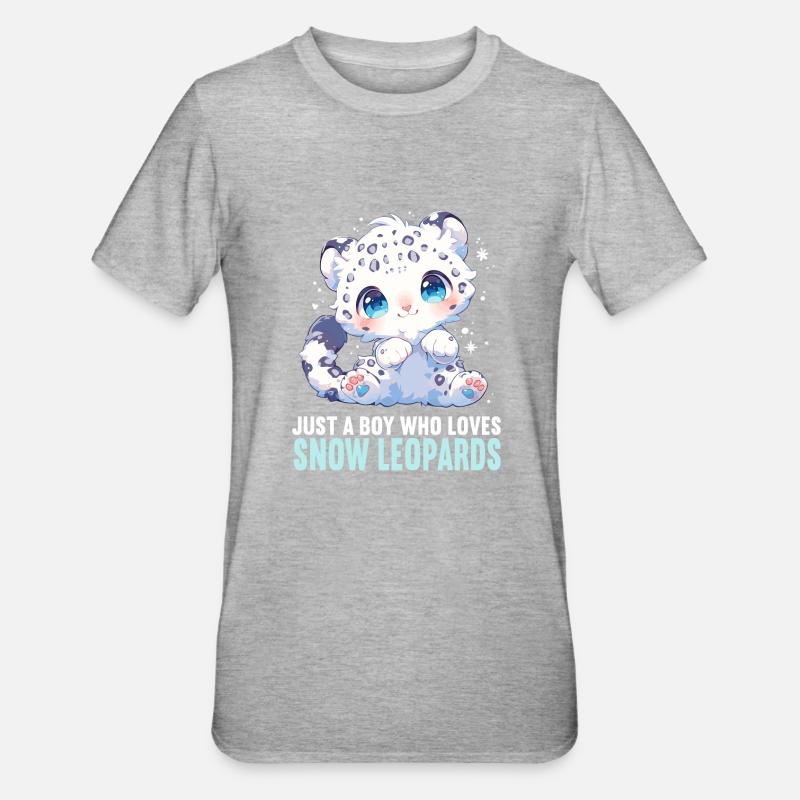 Snow Leopard Schneeleoparden Schneeleopard - Unisex Polycotton T-Shirt - Grau meliert