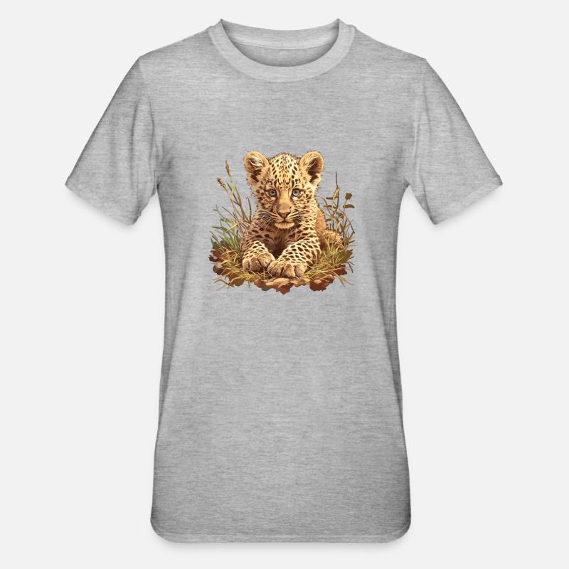 Léopard léopard - T-shirt polycoton Unisexe - gris chiné