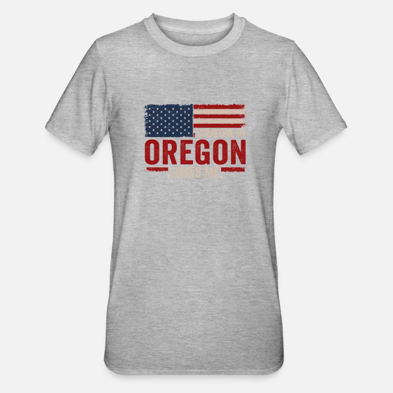 Quelqu’un dans l’Oregon m’aime - T-shirt polycoton Unisexe - gris chiné