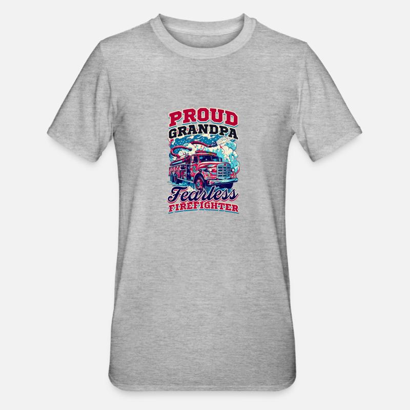 Grand-père pompier pompier intrépide - T-shirt polycoton Unisexe - gris chiné