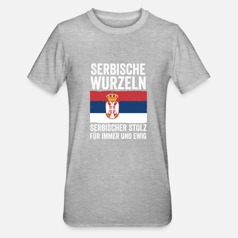 Serbe Serbe Serbie - T-shirt polycoton Unisexe - gris chiné