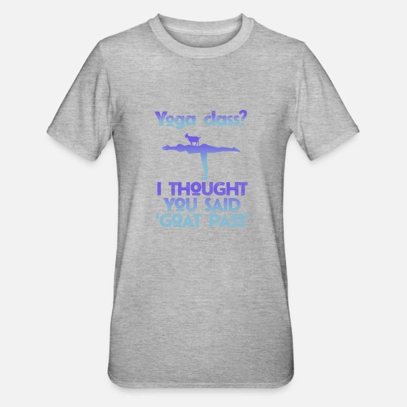 Yoga-Kurs oder Ziegenpass - Unisex Polycotton T-Shirt - Grau meliert