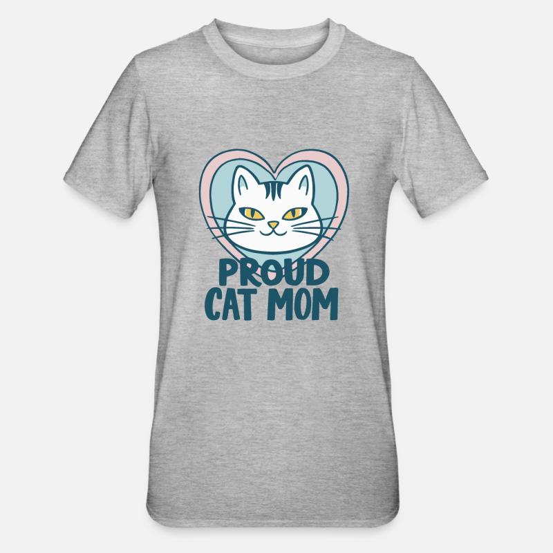 STOLZE KATZENMAMA - Unisex Polycotton T-Shirt - Grau meliert