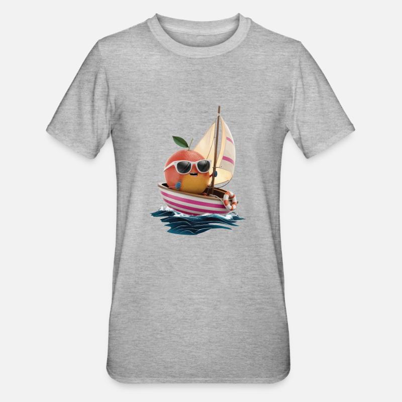 Obst Grapefruit Bootfahren Geschenk - Unisex Polycotton T-Shirt - Grau meliert